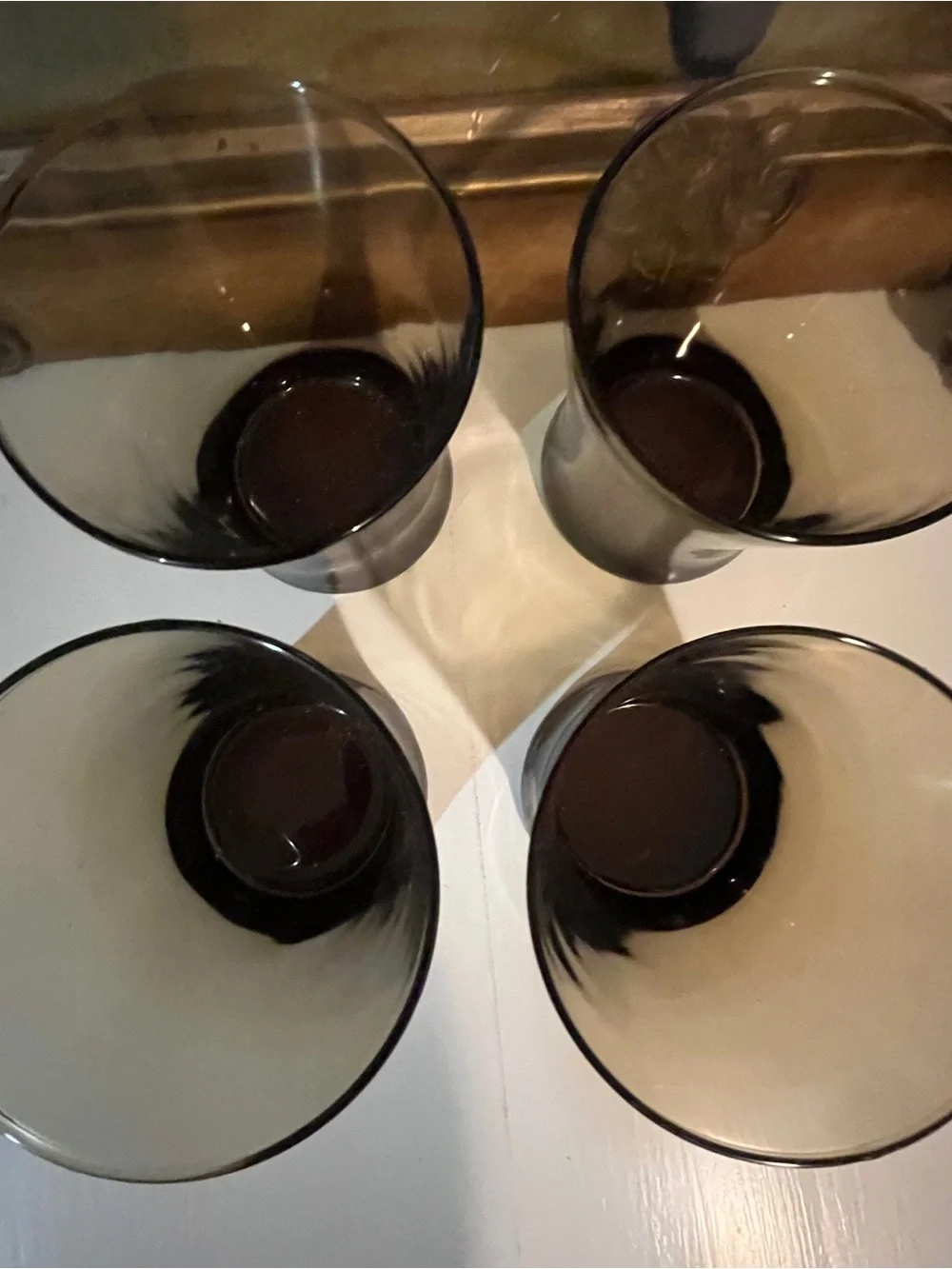 (4) MCM VINTAGE Smokey Brown Rocks High Ball Glasses NO FLAWS